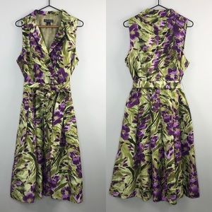 Jessica Howard green and purple floral dress size 14